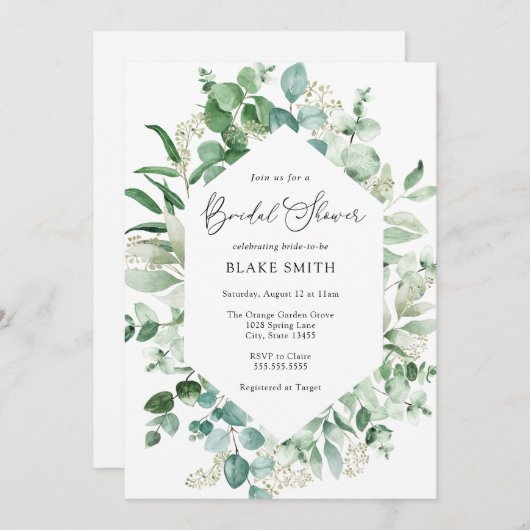 Eucalyptus en Greenery Bridal Shower Invitation Kaart (Voorkant / Achterkant)