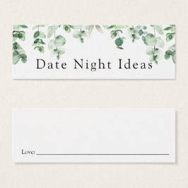 Eucalyptus en Greenery Date Night Idea Card Mini Visitekaartjes