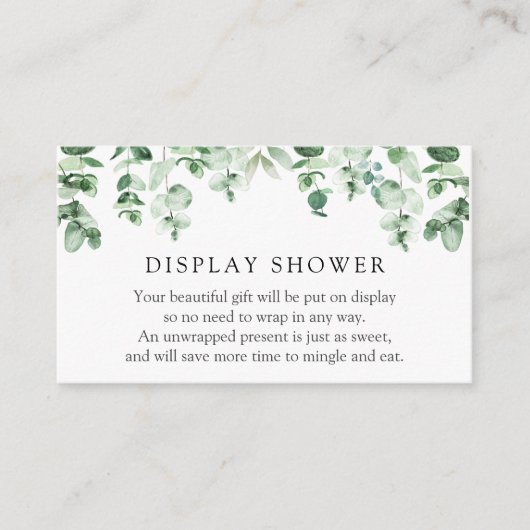 Eucalyptus en Greenery Display Shower Informatiekaartje (Voorkant)