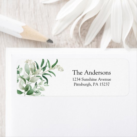 Eucalyptus en Greenery Return Address Label (Insitu)