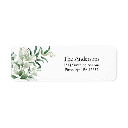 Eucalyptus en Greenery Return Address Label (Voorkant)