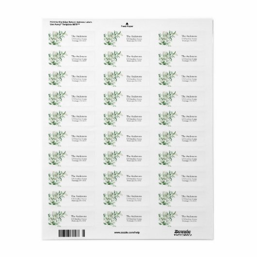 Eucalyptus en Greenery Return Address Label (Full Sheet)