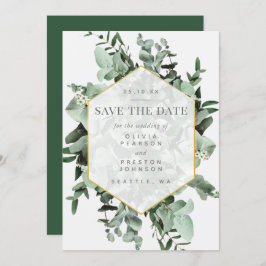 Eucalyptus en Greenery Waterverf sparen de Datum Kaart