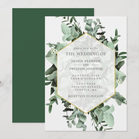 Eucalyptus en Greenery Waterverf Wedding Kaart (Voorkant / Achterkant)