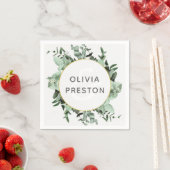 Eucalyptus en Greenery Waterverf Wedding Servet (Insitu)