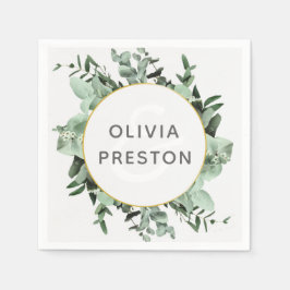 Eucalyptus en Greenery Waterverf Wedding Servet