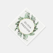 Eucalyptus en Greenery Waterverf Wedding Servet (Hoek)