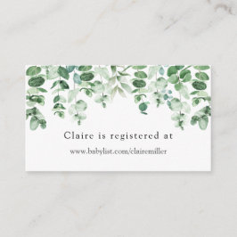 Eucalyptus en groen baby shower verlanglijst informatiekaartje