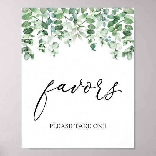 Eucalyptus en groen Favors bord Poster (Voorkant)