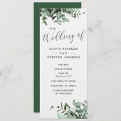 Eucalyptus en groen Waterverf bruiloft programma Programmakaart (Voorkant / Achterkant)