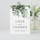 Eucalyptus en groen Waterverf Dank u kaart (Staand voorkant)