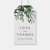 Eucalyptus en groen Waterverf Liefde en Bedankt Cadeaulabel (Voorkant)