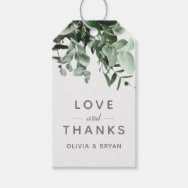 Eucalyptus en groen Waterverf Liefde en Bedankt Cadeaulabel