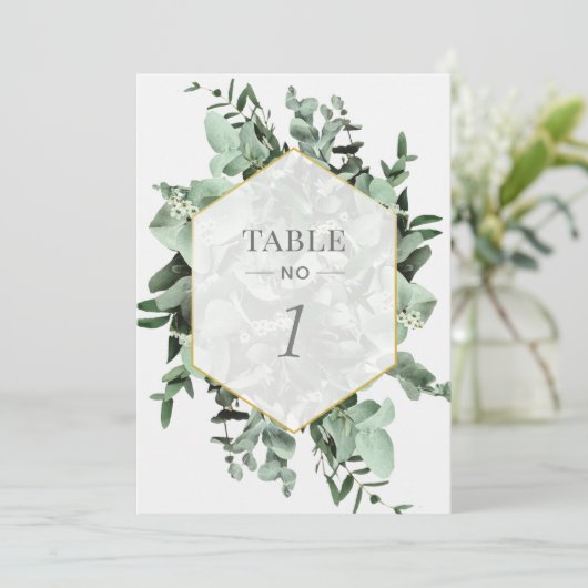 Eucalyptus en groen Waterverf Tafelnummer (Staand voorkant)