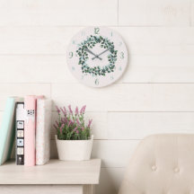 Eucalyptus en groene bladerige moderne wandklok