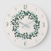 Eucalyptus en groene bladerige moderne wandklok (Voorkant)