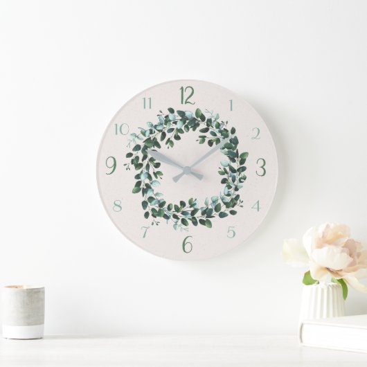 Eucalyptus en groene leafy hedendaagse wandklok (Huis)