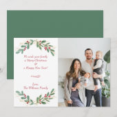 Eucalyptus en Holly Berries Vakantiefotokaart Feestdagenkaart (Voorkant / Achterkant)
