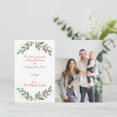 Eucalyptus en Holly Berries Vakantiefotokaart Feestdagenkaart (Staand voorkant)