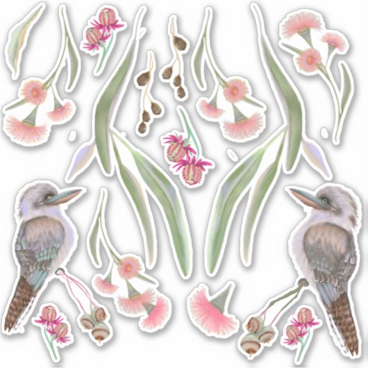 Eucalyptus en Kookaburra Sticker (Voorkant)