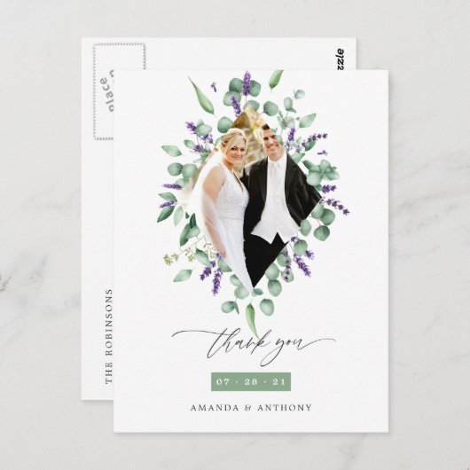 Eucalyptus en Lavendel Woodland Forest Dank u Briefkaart (Voorkant / Achterkant)