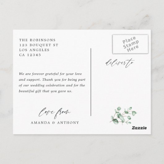 Eucalyptus en Lavendel Woodland Forest Dank u Briefkaart (Achterkant)