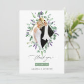 Eucalyptus en Lavender Woodland Greenery Wedding Bedankkaart (Staand voorkant)