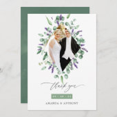 Eucalyptus en Lavender Woodland Greenery Wedding Bedankkaart (Voorkant / Achterkant)