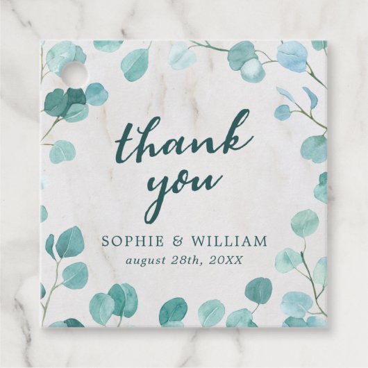 Eucalyptus en Marble Hartelijk dank Bedankjes Labels (Voorkant)