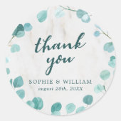 Eucalyptus en Marble Hartelijk dank Ronde Sticker (Voorkant)