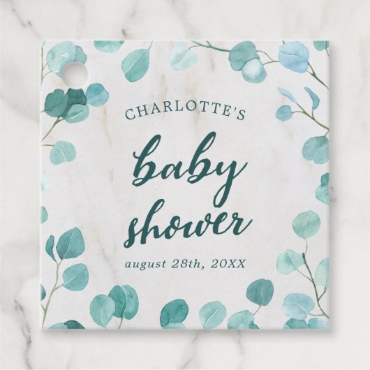 Eucalyptus en marmer Baby shower Bedankjes Labels (Voorkant)