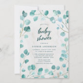 Eucalyptus en marmer Baby shower Kaart (Voorkant)