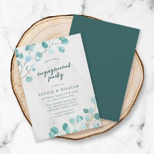 Eucalyptus en Marmer Verlovingsfeest Kaart