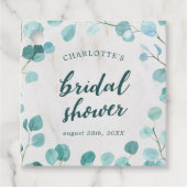 Eucalyptus en marmeren bruidsdouche bedankjes labels (Voorkant)