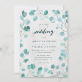 Eucalyptus en marmeren bruiloft kaart (Voorkant)