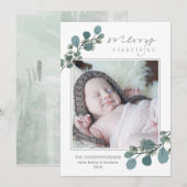 Eucalyptus en Pine Merry Alles Foto Feestdagenkaart (Voorkant / Achterkant)