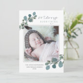 Eucalyptus en Pine Merry Alles Foto Feestdagenkaart (Staand voorkant)