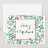 Eucalyptus En Rode Bes Kranstillcard Voor De Feest Feestdagenkaart (Voorkant / Achterkant)