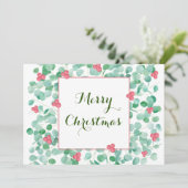 Eucalyptus En Rode Bes Kranstillcard Voor De Feest Feestdagenkaart (Staand voorkant)