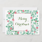 Eucalyptus En Rode Bes Kranz Plat Kerstkaart (Voorkant)