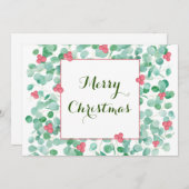 Eucalyptus En Rode Bes Kranz Plat Kerstkaart (Voorkant / Achterkant)