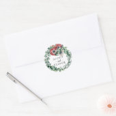 Eucalyptus en Rode Bloemen bruiloft gunst Ronde Sticker (Envelop)