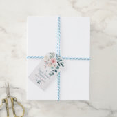 Eucalyptus en Roze Bloem Doopfeest Cadeaulabel (Met Touw)
