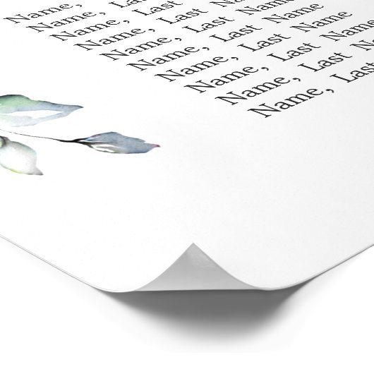 Eucalyptus en Rozen 8 Tables WeddenschapskART Poster (Hoek)