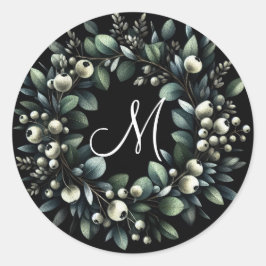 Eucalyptus en Sneeuwbessen Krans Waterverf Ronde Sticker