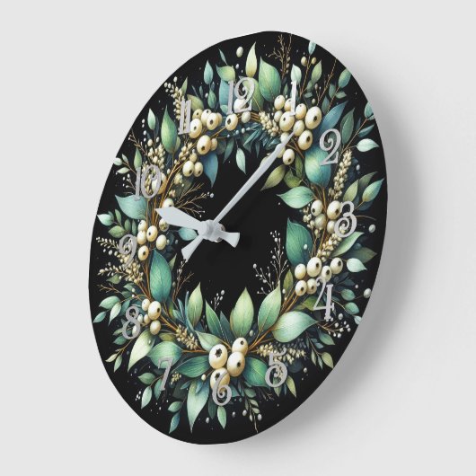 Eucalyptus en Snowberries Krans Chalk Pastel Grote Klok (Hoek)