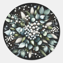 Eucalyptus en Snowberries krans Waterverf Ronde Sticker
