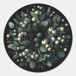 Eucalyptus en Snowberries krans Waterverf Ronde Sticker