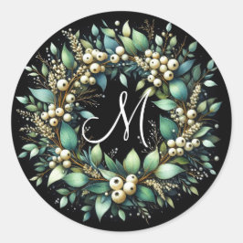 Eucalyptus en Snowberries krans Waterverf Ronde Sticker