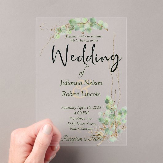 Eucalyptus en uitnodiging voor goudbruiloft (Insitu (Draagbaar))